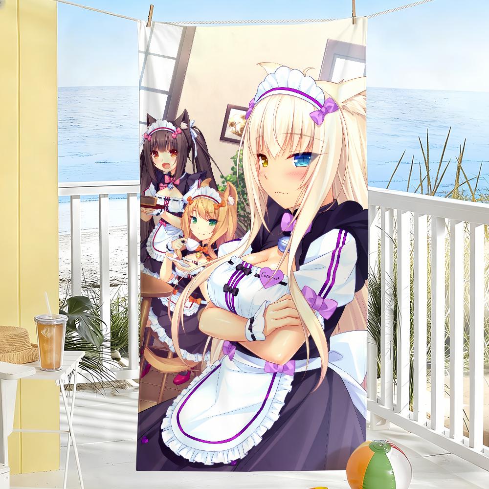 Cartoon Game N-Nekopara Girl Towel Soft Pool Gift For Travel Gym Shower Camping Quick Dry Sports Large Beach Towels