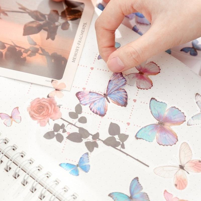 2Bag Butterfly Series Daily Deco Washi Diary Stickers Scrapbook Journal Doodling Stationery Hand Account