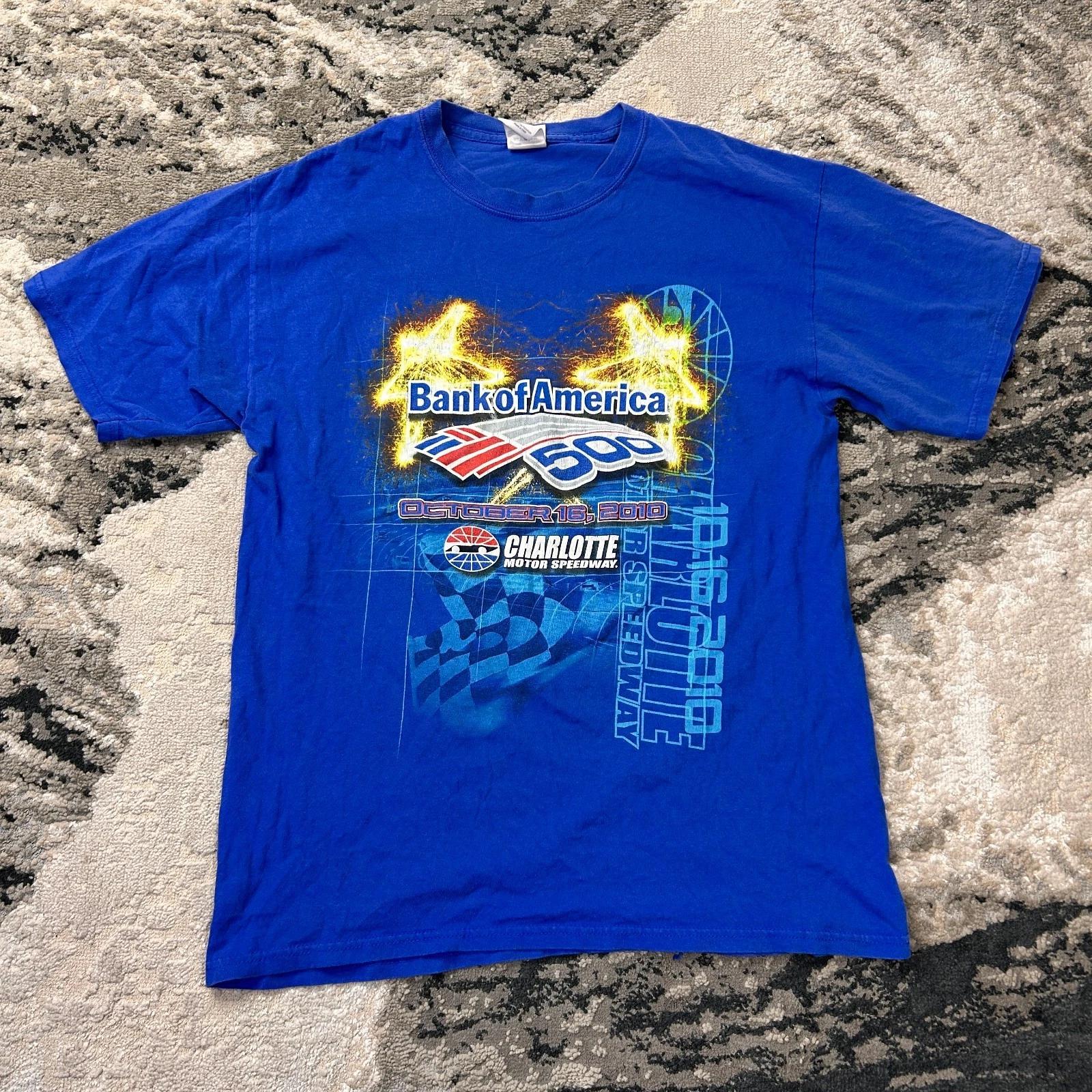 Vtg Nascar T Shirt Mens Large Blue Cotton Bank Of America Leading The Way Y2k 3XL