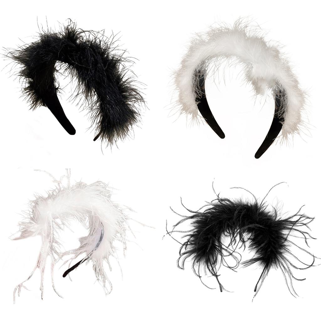 Elegant Feather Headband Soft and Comfortable Headwear Adjustable Hair Accessory for Women and Girls