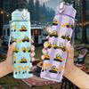 1PC Vintage Truck Transport Doodle Print 750ml Color Plastic Sports Water Bottle Leakproof Flip Straw Lid Suitable for Sports Office Home Use