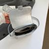 Fashion Metallic Silver Mini Satchel Bag Elegant Womens Shoulder Bags Versatile PU Leather Ladies Crossbody Purse Square Handbag