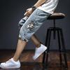 IELGY Pantaloncini di Jeans da Uomo Estivi Sottili a Sette Punti Larghi Dritti Tendenza Coreana