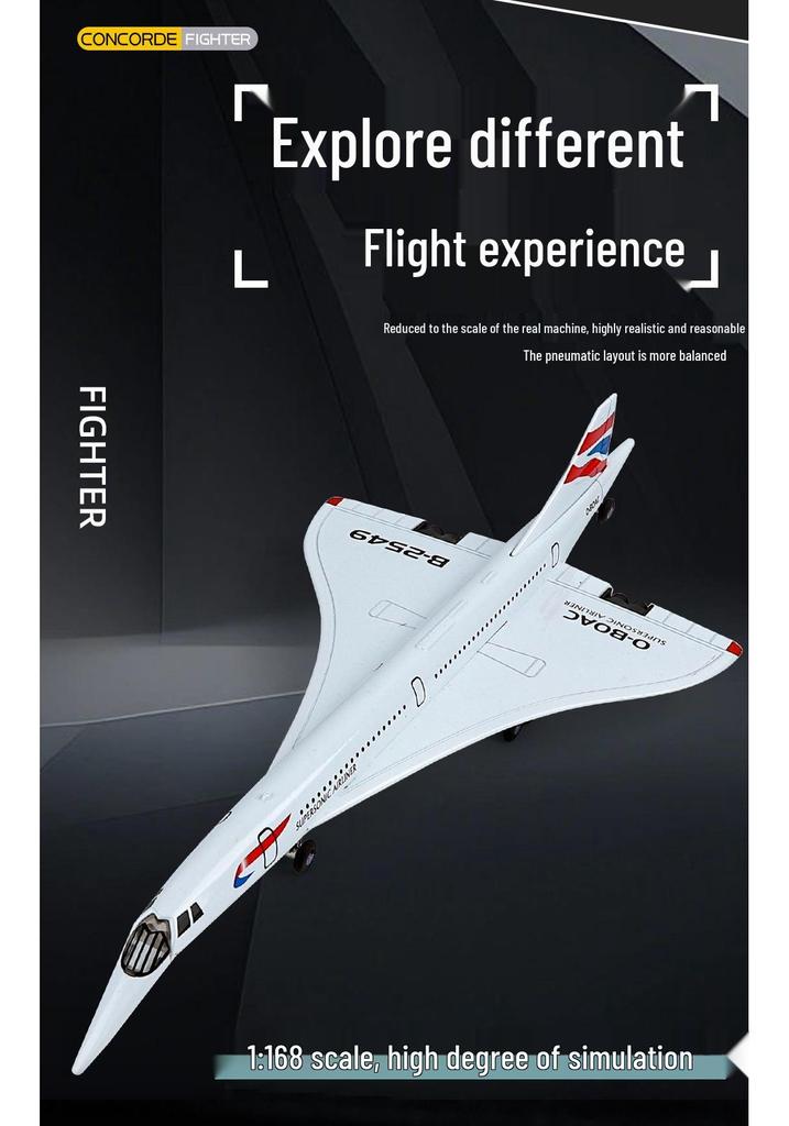 Kaiwei 1:168 Concorde Supersonic Passenger Jet Model with Sound and Light.