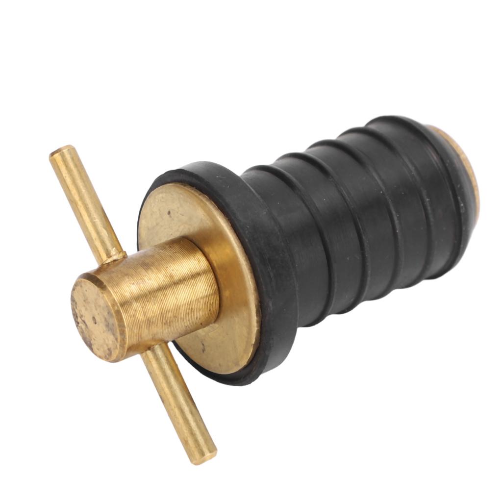 Marine Boat Brass T Handle Drain Plug Strong Structure Twist Turn and Seal Design Rubber Plugs for Yachts Ships 0.6inch