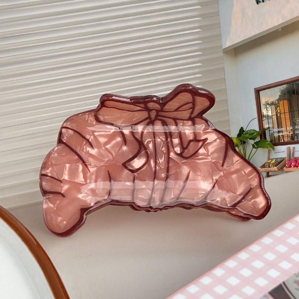 Sweet Croissant Shark Clip Coffee Cup Delicious Food Claw Clip Headdress Creative Crab Clip  Gift