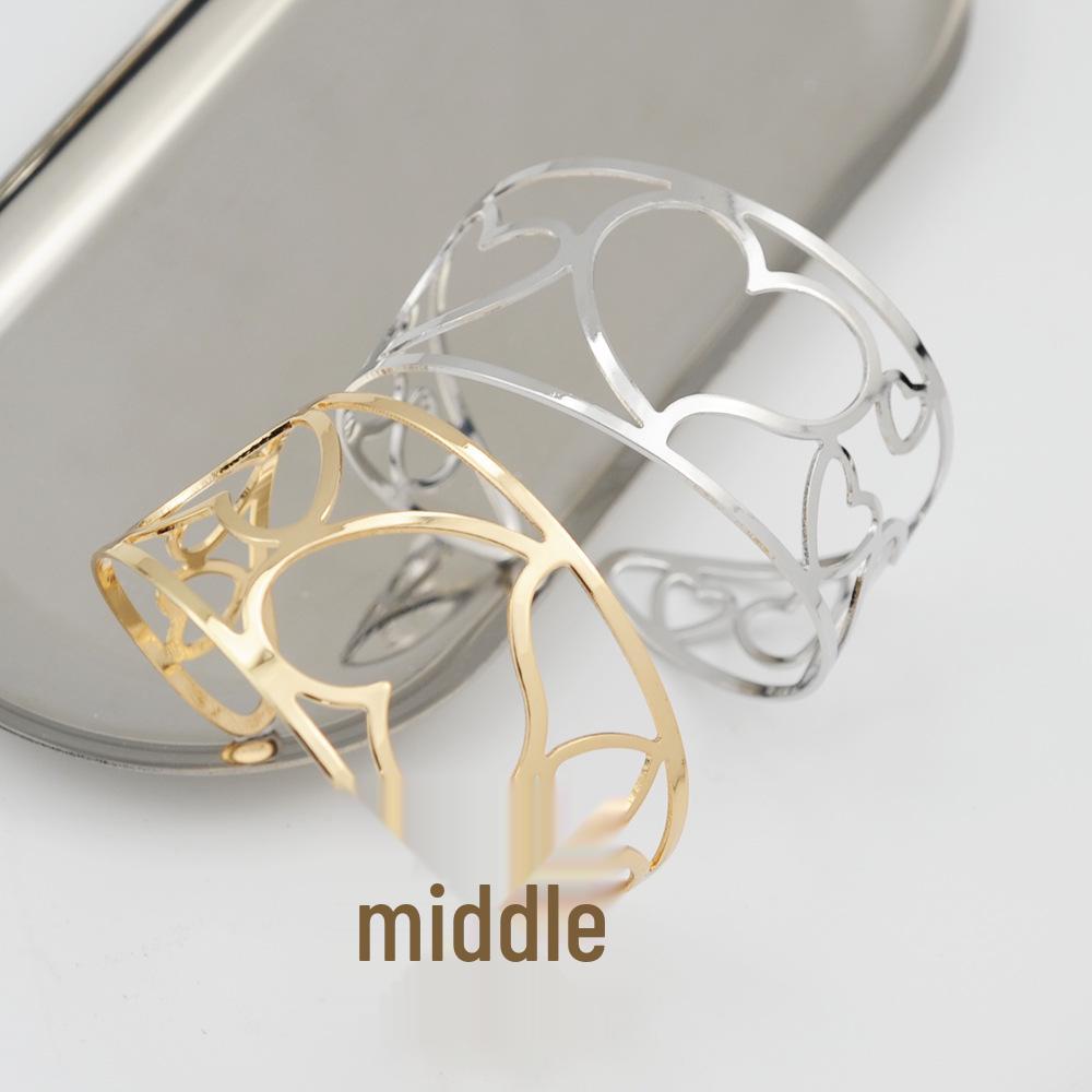 Women's Exaggerated Heart Cut-out Metal Bangle - European & American Street Style Arm Jewelry