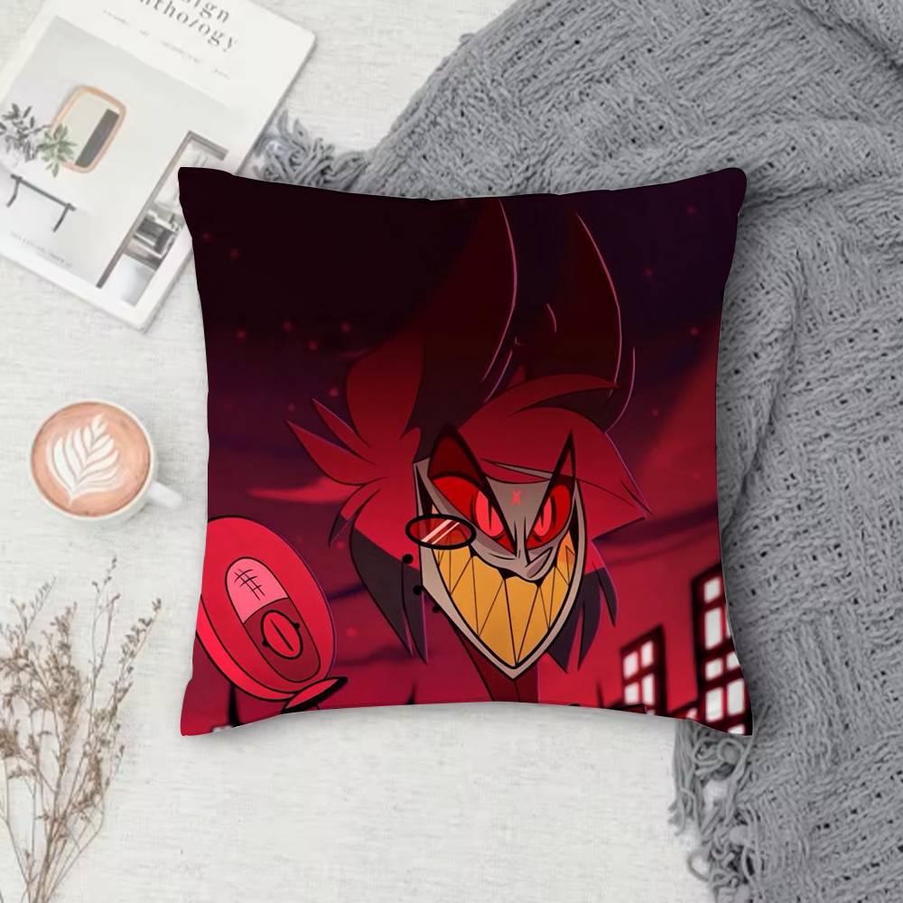 Hazbin Hotel HH Dark Comedy Adult Animation Doublesided Printed Square Decorative Cushion Cover for Sofa Living Room Home Decor