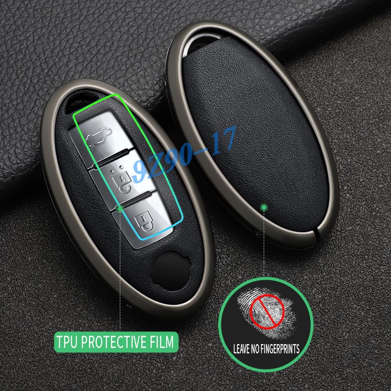 Metal Leather Car Key Fob Case Cover Keychain For Nissan Rogue Sport Qashqai X-Trail Sentra Micra Maxima Titan Juke Leaf Gt-R