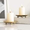 Round Iron Candle Holder Black Festival Candlestick Holder Simple Pillar Metal Plate  Wedding Party