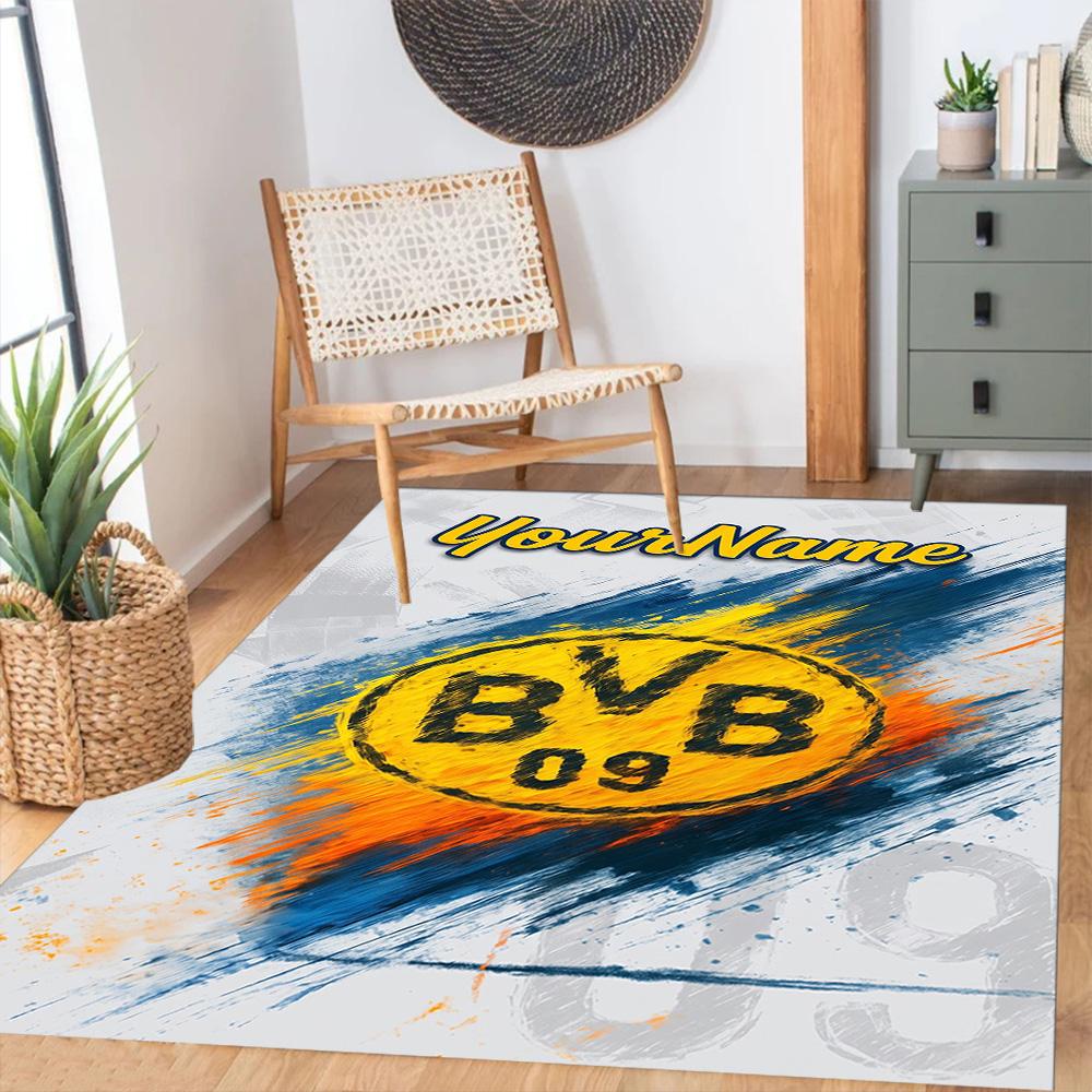 Borussia Dortmund Customize Your Name Carpet Design for Outdoor Study Room Living Rooms Kitchen Anti-slip Rug Decorate Offices Gift for Festivals