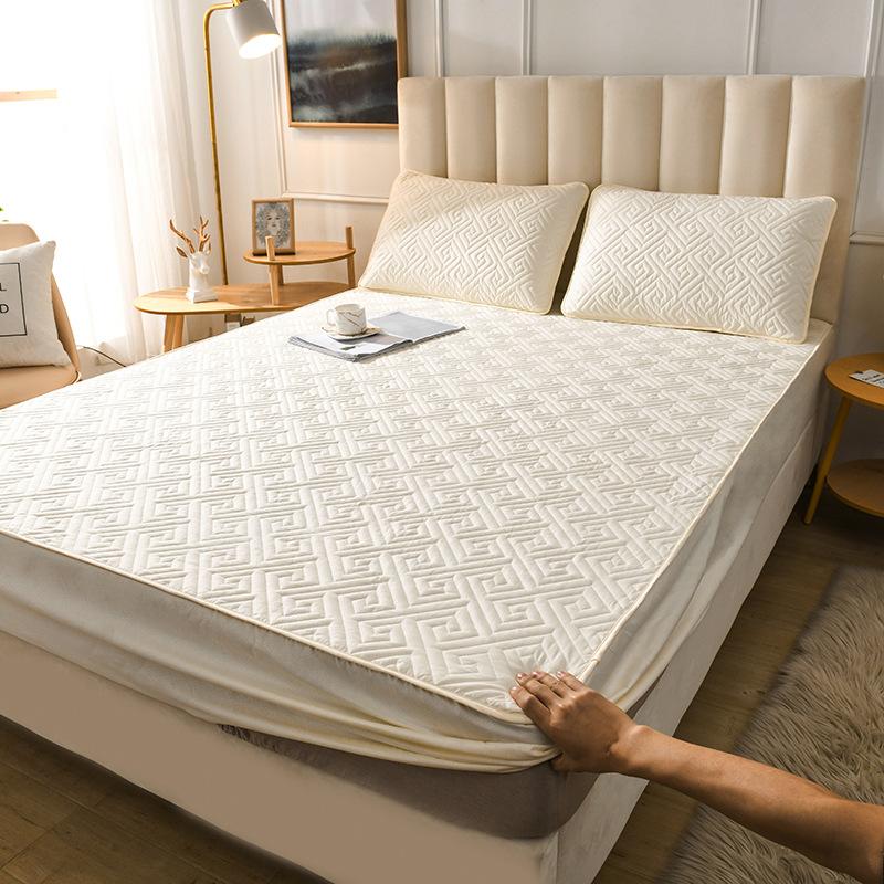 Folha cabida: Peça única de sanduíche de algodão puro, capa protetora Simmons, capa de colchão antiderrapante espessada, colcha removível com tudo incluído