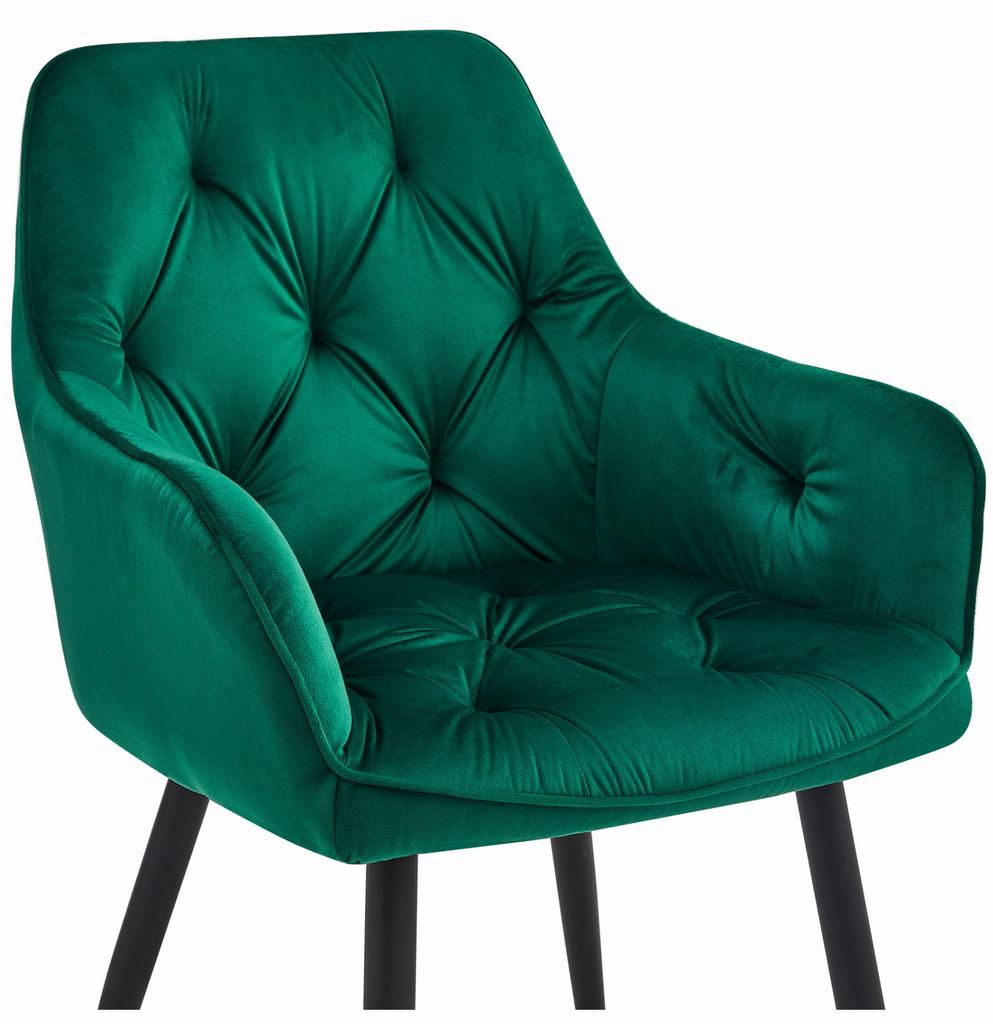 Jork Chair - Dark Green Velvet / Black Legs X 2