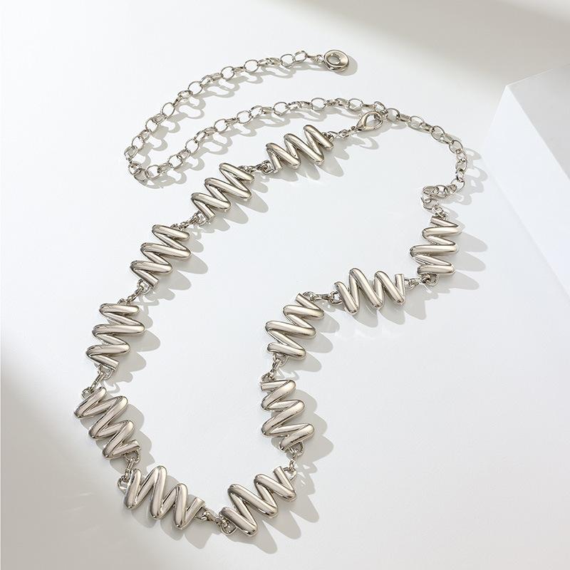 New Lady Wave High Quality Glossy Geometric Metal Fashionable Texture Color Resistant Exquisite Waist Chain
