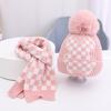 2Pcs/Set Children Hat Scarf Set Plush Ball Decor Thickened Velvet Lining Windproof Kids Winter Hat Scarf Set