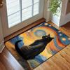 Multiple sizes Black cat in starry sky Print Carpet Rug for Living Room Bedroom Sofa Doormat Home Decor Non-slip Floor Mat