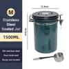 1.2 1.5 1.8L Coffee Bean Jar Airtight Canister Sealed Stainless Steel With Spoon One Way Valve Cannister Coffee Storage Kitchen