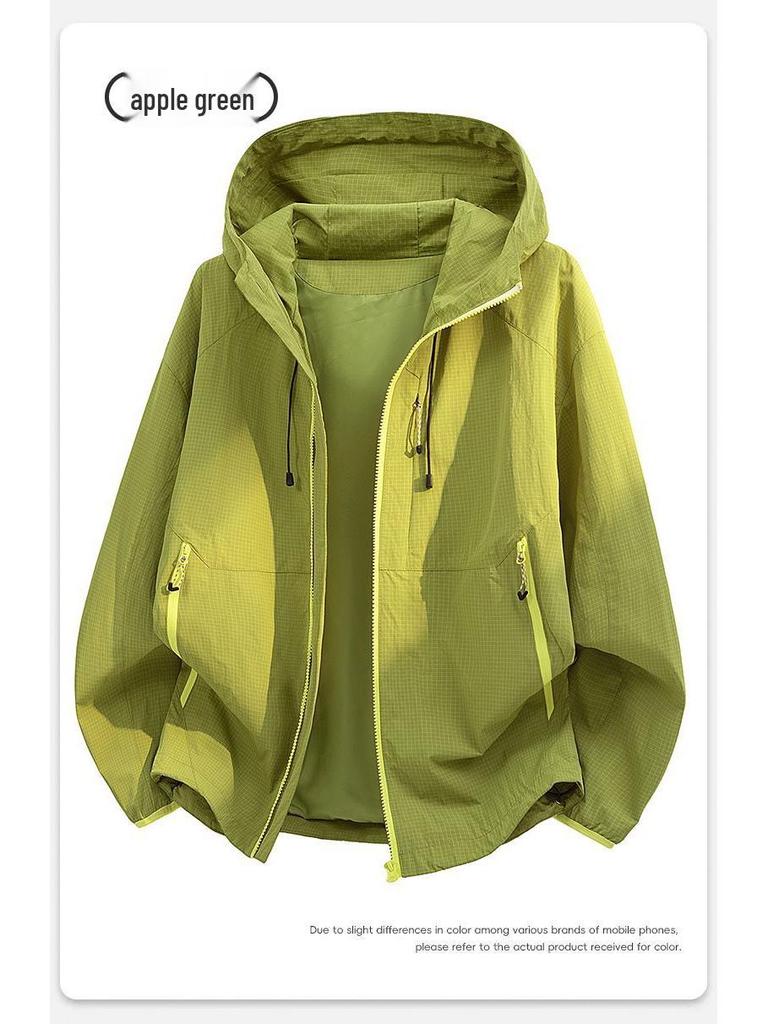 2026 Spring Men's American-Style Slimming Hooded Windbreaker Jacket - Trendy and Casual