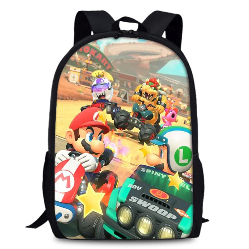 Mario Super Bros School Backpack Large Capacity Oxford Schoolbag Kids Gifts
