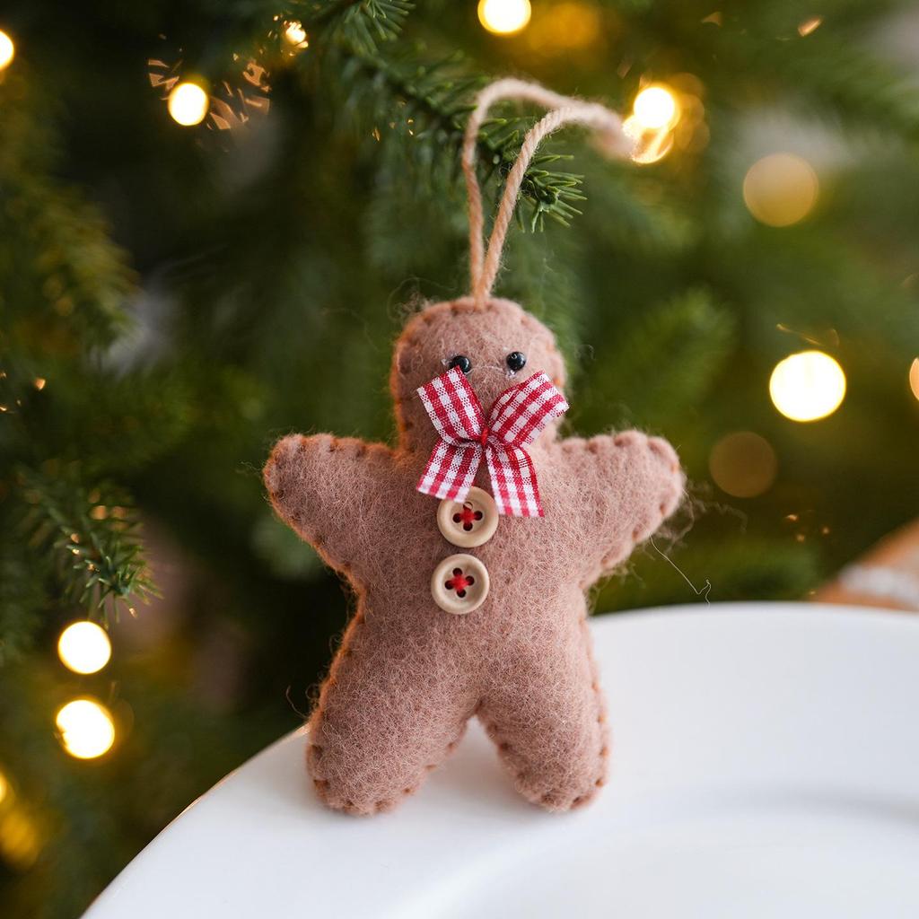 2026 Felt Gingerbread Man Ornament Pair - Christmas Tree Decoration
