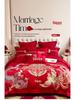 Luxury Dragon & Phoenix Embroidered Wedding Bedding Set - Red Bridal Room Dowry Sheet & Duvet Combo