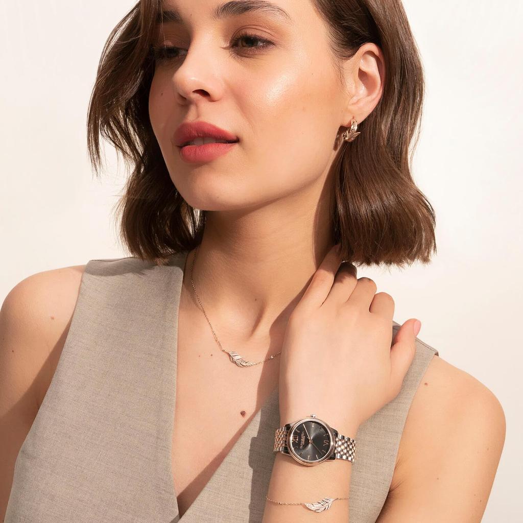 OLIVIA BURTON Classics Classic Black Silver Rose Gold Authentic Women's Watch, 24000133, 32mm, Swirl, Sunray, & Bracelet,