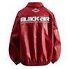 Men's American Racing Style Leather Jacket - Streetwear, Stand Collar, Cool Hip-Hop High Street Trend, Motorcycle Outerwear.