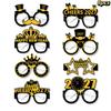 2027 Happy  Year Party Paper Glasses 8Pcs Black Gold Glitter For  Years Eve Gatherings Po Booth Props