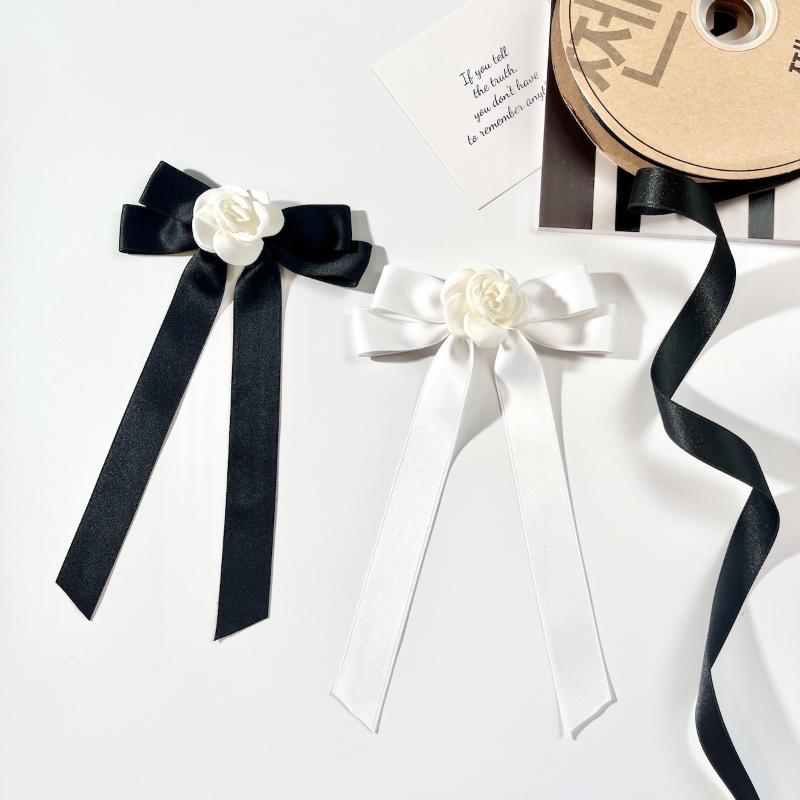 Elegantes Temperament Kamelienblüte Schleife Brosche für Damen Trauer Corsage Anstecknadel Schleife Halskrawatte Hemdkragen Zubehör