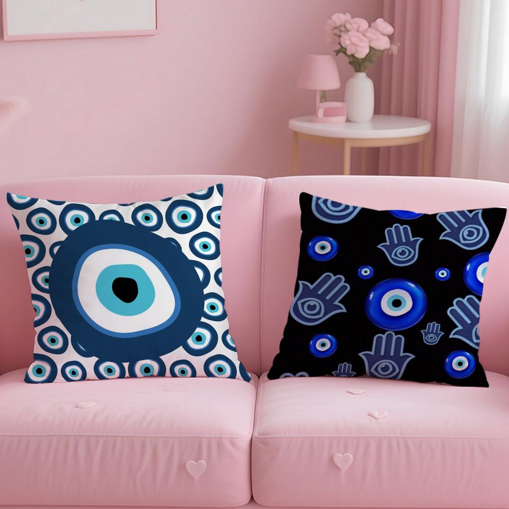 Art Evil Eye Symbol Cushion Cover Comfortable Reversible Pillow Cover Ideal for Car Sofa Bedroom & Beyond
