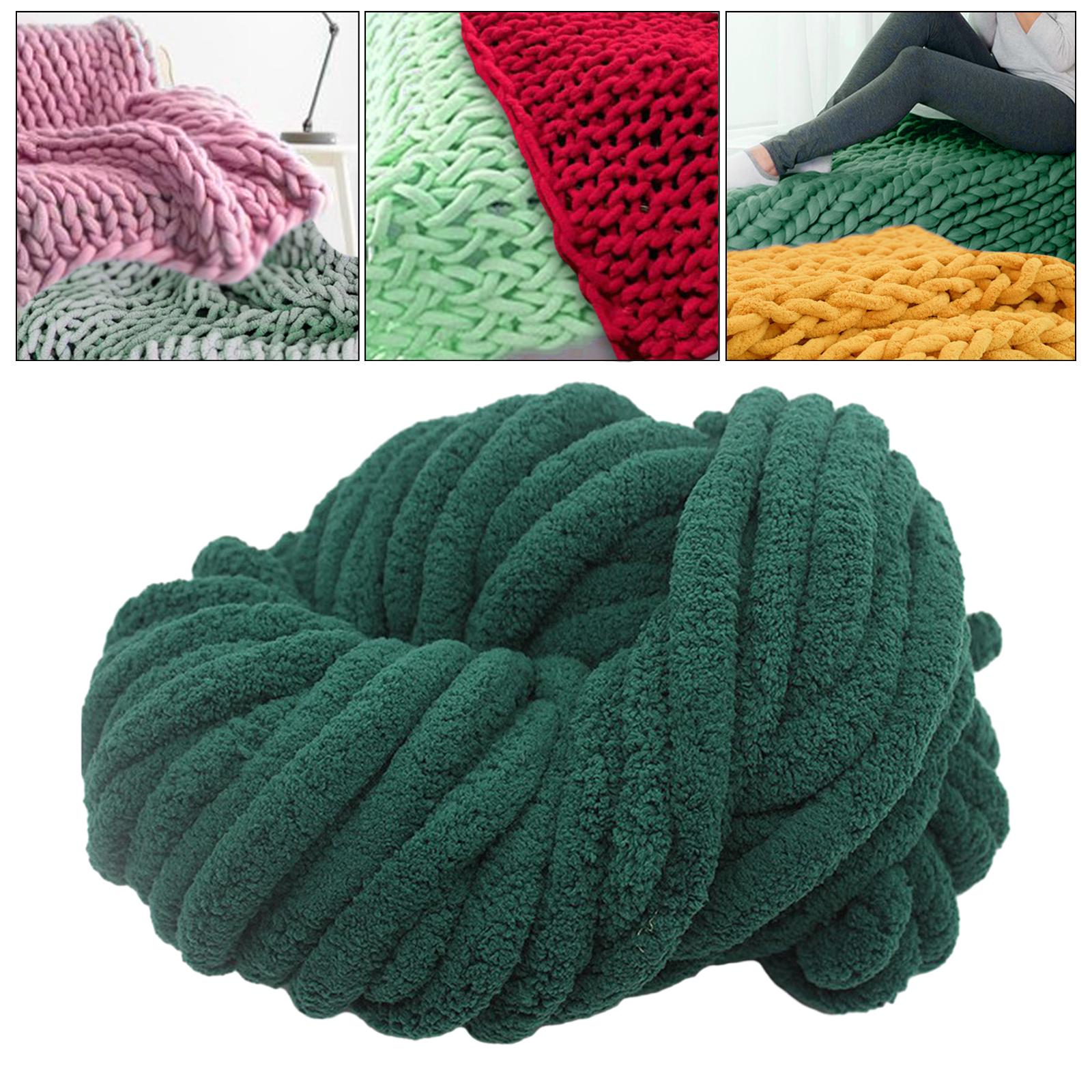 

Толстая пряжа синель, моющаяся, мягкая, плюшевая пряжа, гигантский калибр 7, объемная пряжа для ручного вязания, одеяла, шарфа, поделок, вязания крючком темно-зеленого