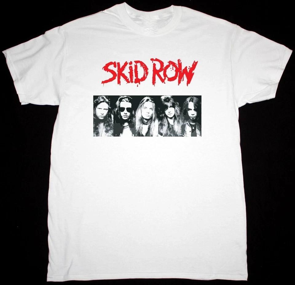 Vintage SKID ROW PHOTO BAND Cotton White Unisex S-5XL T-Shirt HOT NEW Unisex T-Shirt
