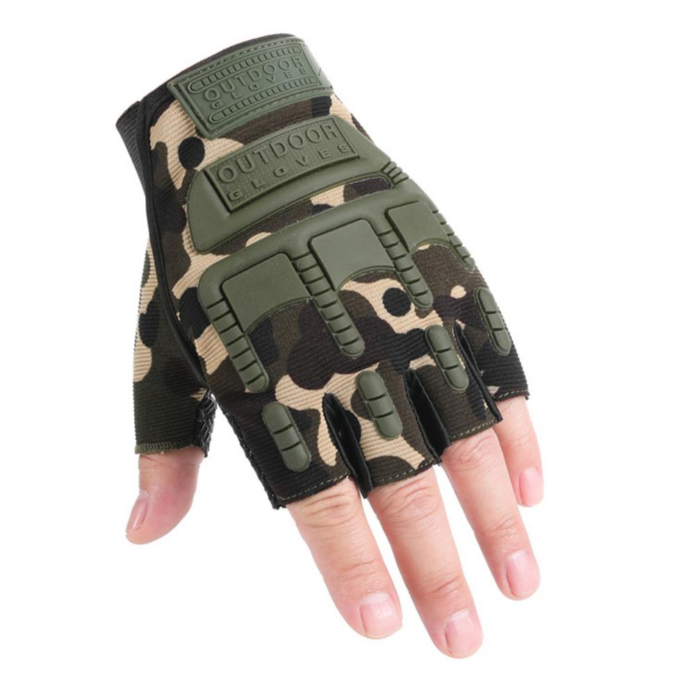 

Tactical Gloves Outdoor Sports Half Finger Seal Technician Special Forces Camouflage Fitness Male Long Finger Fighting Protection Work Free soldier half finger camouflage