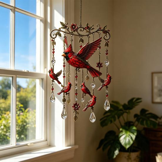 Carillons éoliens Colibri, avec Pendentifs en Cristal Carillons éoliens Métalliques d'Extérieur, Réflexion de la Lumière Arc-en-ciel Carillon éolien Durable pour la Décoration de Jardin et de Cour