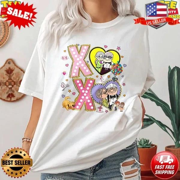 Disney Up Movie XOXO T-Shirt, Disney Up Carl And Ellie Happy Valentine s Day Tee S