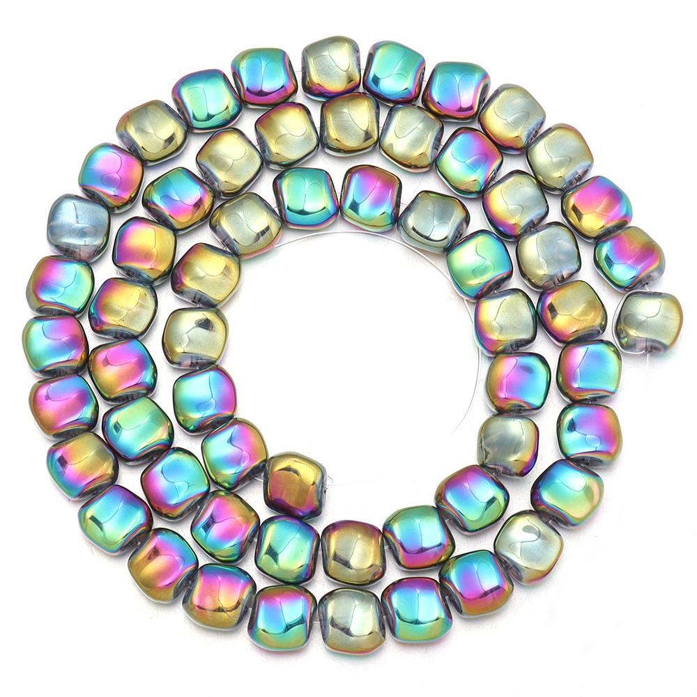 

1 Strand 12x11mm Irregular Square Glass Beads Colorful Electroplate Loose Spacer Beads For DIY Jewelry Making Bracelets Necklace