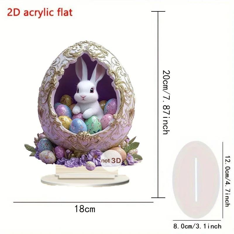 Easter Bunny Decoration Non Fragile Bunny Acrylic Decoration Flat Bunny Decoration Modern 2D Easter Home Decoration Easter