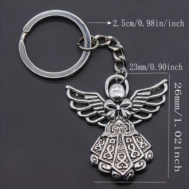 Stylish Retro Silvery Guardian Angel Keychain Punk Style Zinc Alloy Pendant Keyring, Perfect for Bags, Wallets, Backpacks, Car Charms