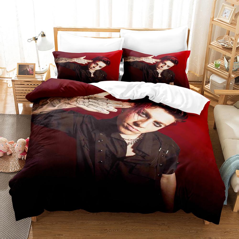 Tx2 Printed Duvet Cover + 2 Pillowcases Polyester Soft Bedding Set Rock Music Fan Home Decor, Bedroom Dorm Quilt Cover No Filler