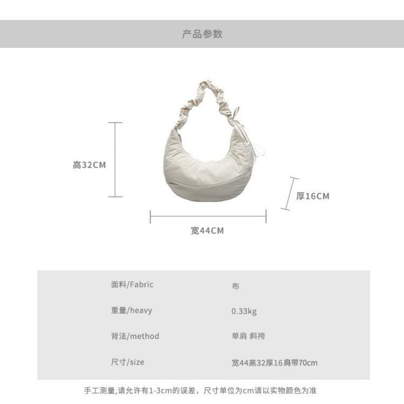 Winter pleated down bag women's new trendy fashion college style tote bag casual large capacity saddle bag