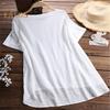 Women Summer Tops Short-Sleeved Round Neck Loose Fit Tee Shirt Buttons Neckline Irregular Hem Solid Color Thin T-shirt