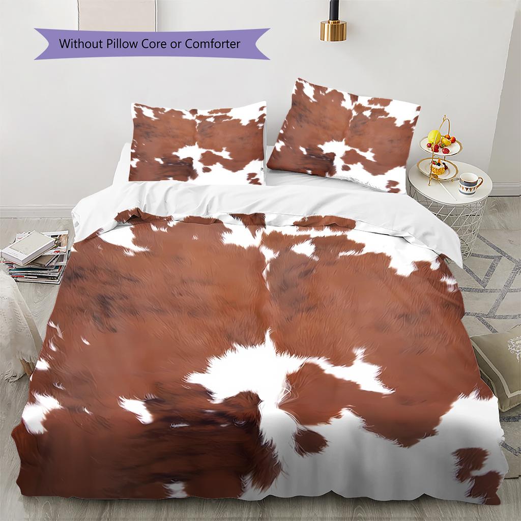 Rustic Cowhide Style Pattern Bedding Quilt Set Quilt Cover Pillowcase Home Decoration Gift (1 * duvet cover + 2 * pillowcase, without core)