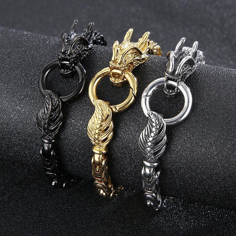 

Dongdamen Trend Street Мужской браслет из титановой стали «Хвост дракона» ручной работы «сделай сам»