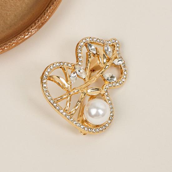 Women Brooch Sparkling Rhinestone Imitation Pearl Inlaid Gourd Shape Anti-Exposure Buckle Suits Sweaters Cheongsam Badge Outfit Accessory