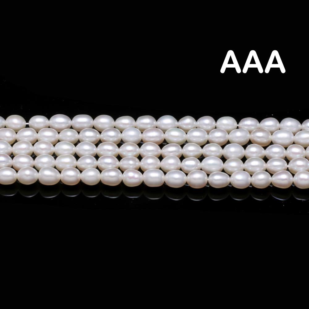 1String, Handmade Rice Beads, 4-5mm White Natural Shell Mother of Pearl Beads for Jewelry Making DIY Supplies, Wedding Birthday Gift Crafts 36cm