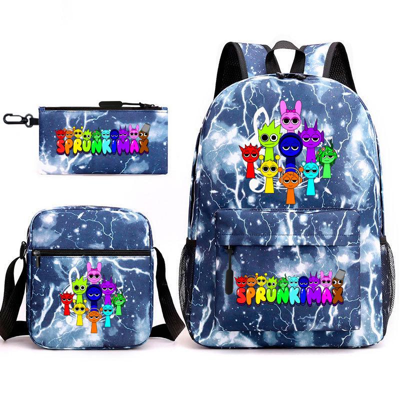 Anime Cartoon Backpack Sprunki Large Capacity Primary School Student Schoolbag Satchel Pencil Case