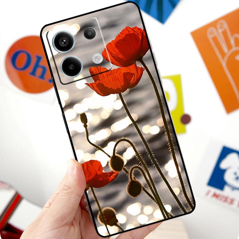 Red Corn Poppy Flower Funda For Xiaomi Redmi Note 14 10 11 12 13 Pro 11S 12S Case For Redmi 15 15C 13C 12C 10C 14C