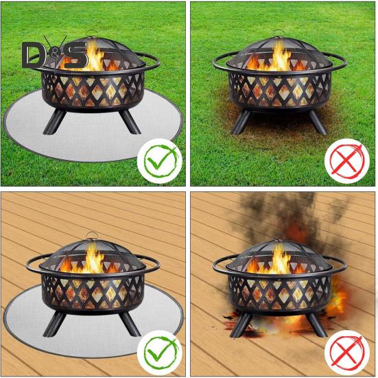 Outdoor Fireproof Mat Heat-Resistant Flame Retardant Anti-slip Deck Patio Lawn Camping Stove BBQ Grill Firepit Aluminum Foil Rug Fireplace Hearth Pad