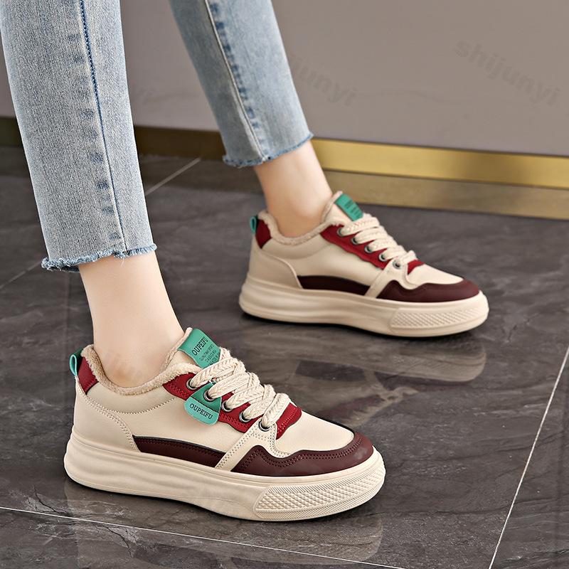 Women's Casual Sports Shoes Winter 2026 Anti Slip Outdoor Comfortable Vulcanized Shoes Fashion Retro Warm Plush Cotton Shoes