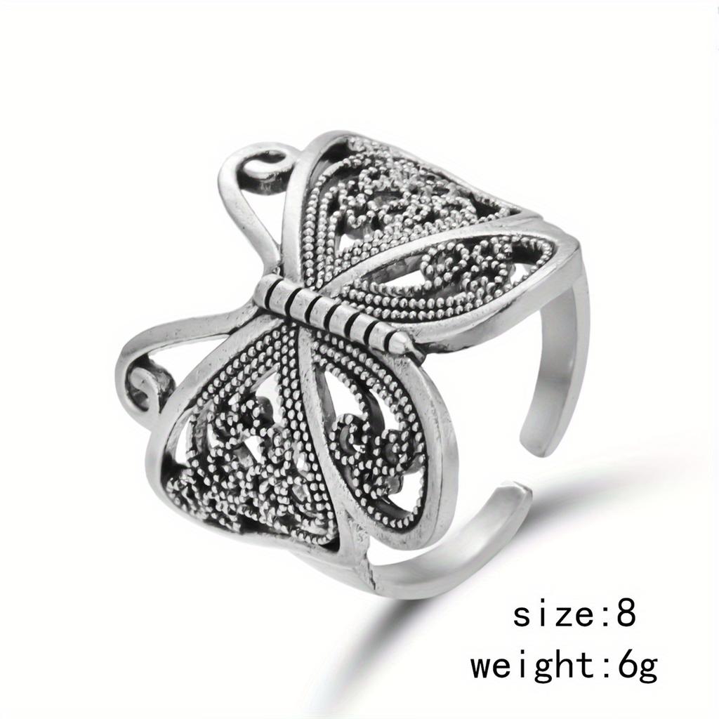 Retro Boho Butterfly Ring For Women Fashion Silver Color Owl Angel Wing Cat Animal Irregular Opening Rings Vintage Jewelry Gift